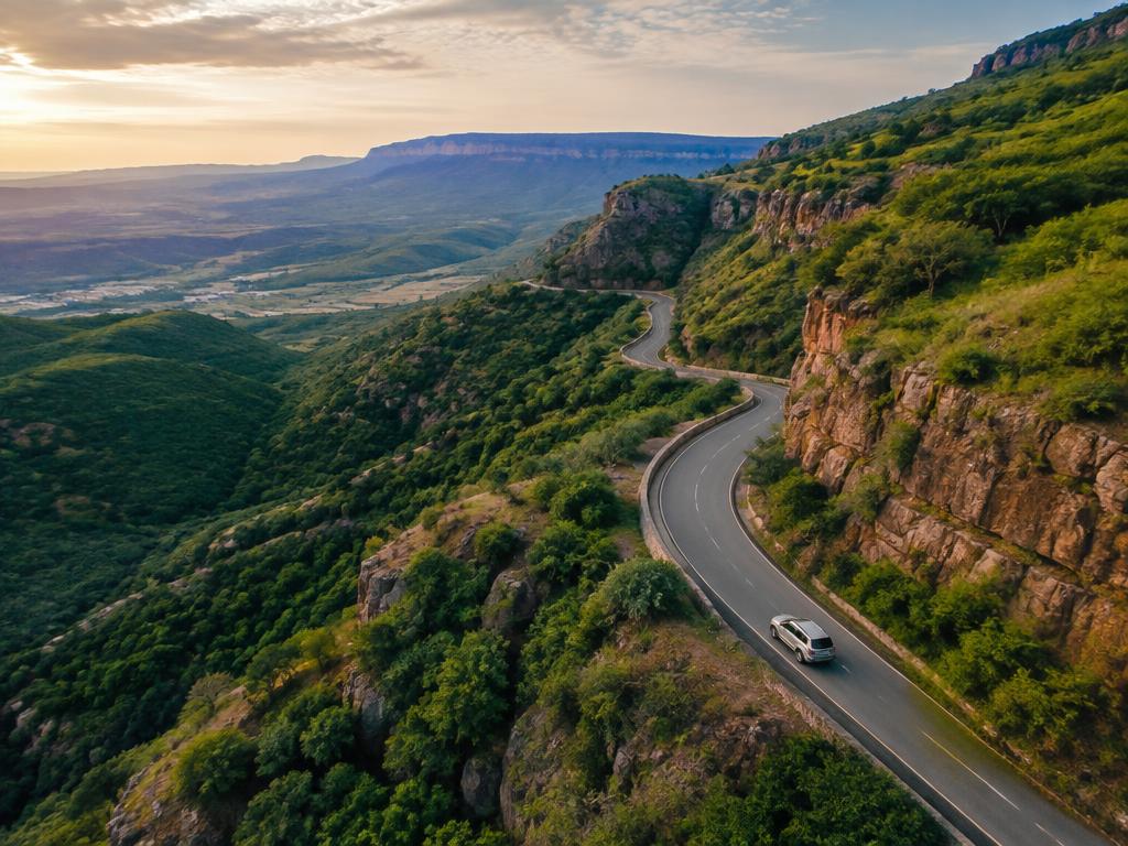 SUV on a winding mountain road